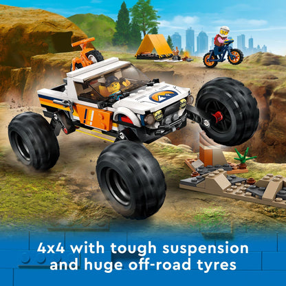 LEGO City 4x4 Off-Roader Adventures 60387 Building Toy - Camping Set Including Monster Truck Style Car with Working Suspension and Mountain Bikes, 2 Minifigures, Vehicle Toy for Kids Ages 6+