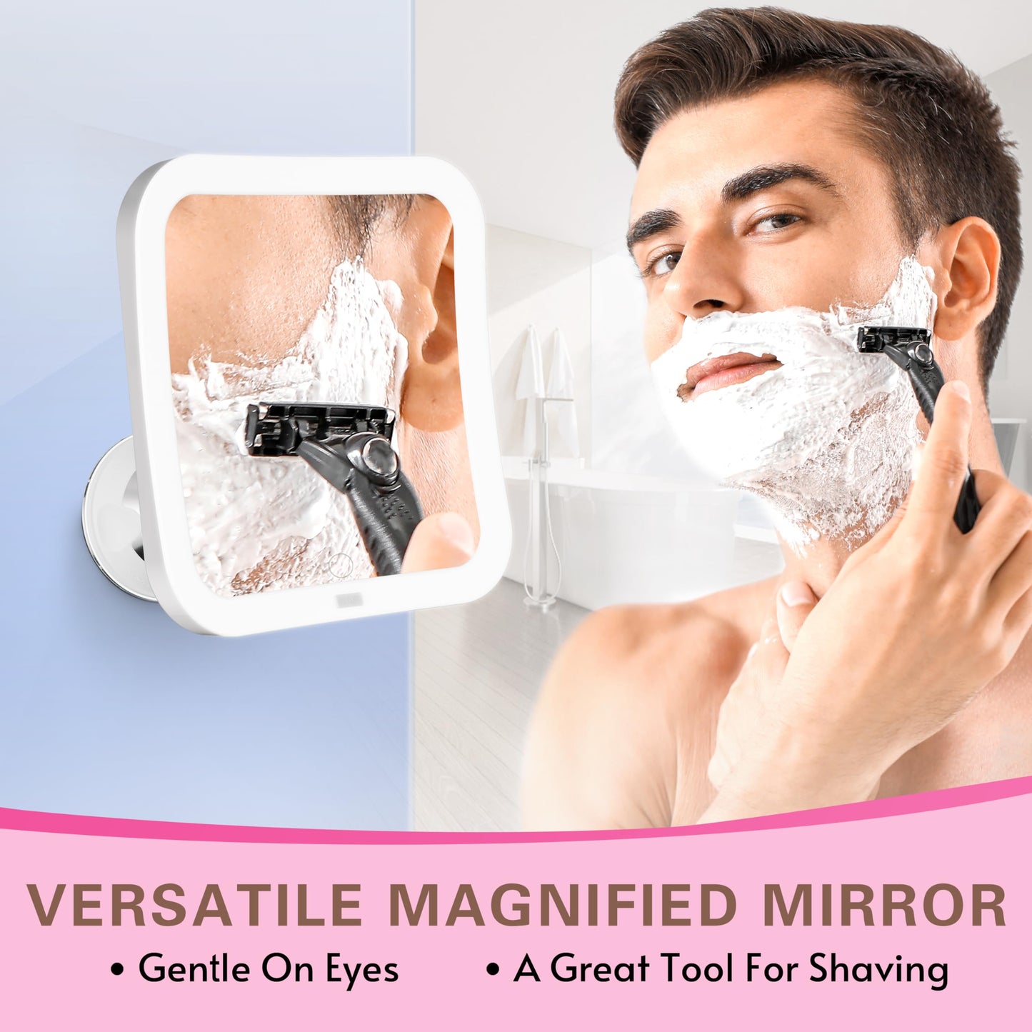 10x Magnifying Lighted Makeup Mirror with Suction Base