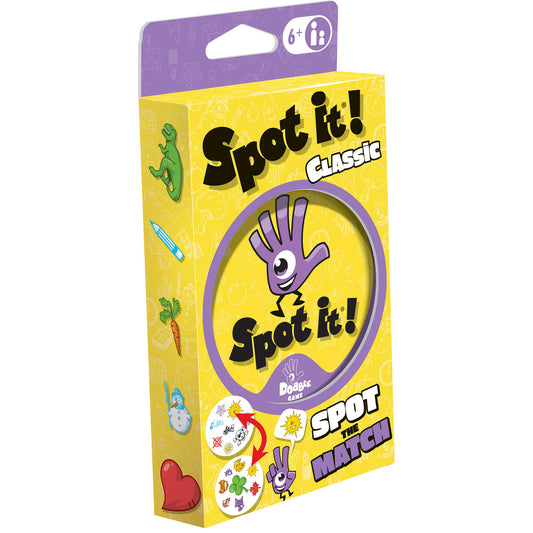 Spot It! Classic Card Game (Eco-Blister) - Fast Paced Family Fun! Matching Game for Game Night, Travel Game for Kids, Great Gift for Kids, Ages 6+, 2-8 Players, 15 Minute Playtime, Made by Zygomatic