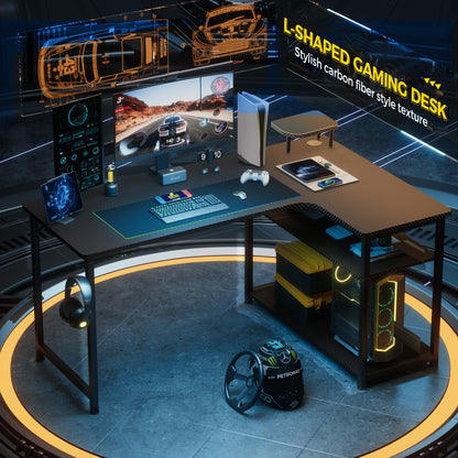 GTRACING L Shaped Gaming Desk with Adjustable Shelf