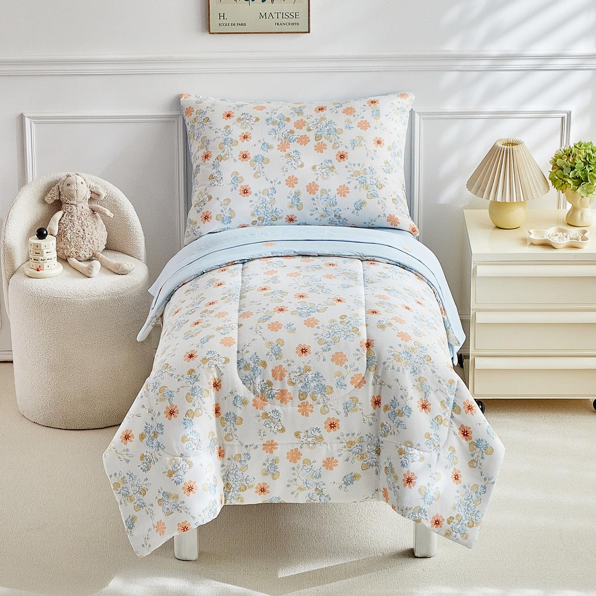 4 Piece Toddler Comforter and Sheet Bedding Set