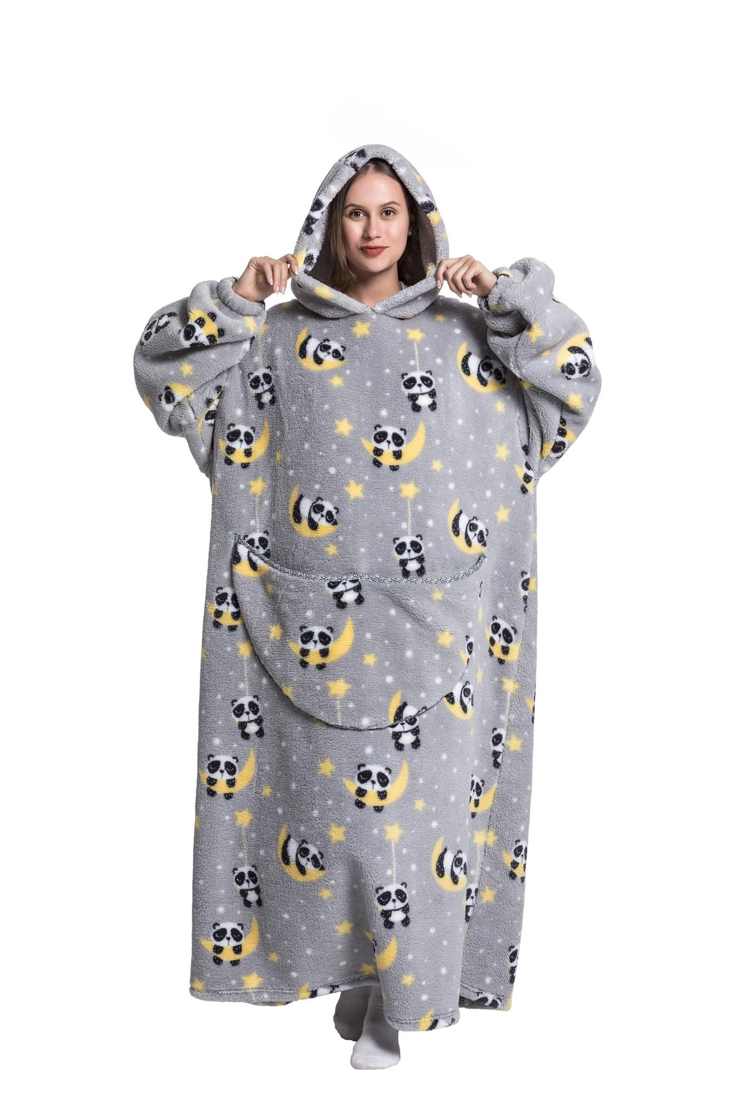 Pterygoid Blanket Hoodie Extra Long,Wearable Blanket with Sleeve for Women Men,Hoodie Blanket with Huge Pocket and Hooded