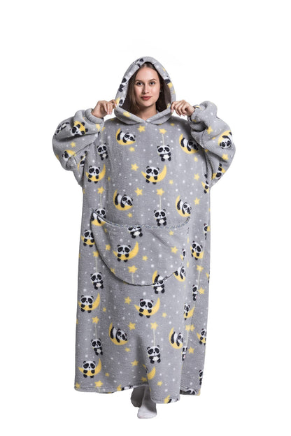 Pterygoid Blanket Hoodie Extra Long,Wearable Blanket with Sleeve for Women Men,Hoodie Blanket with Huge Pocket and Hooded