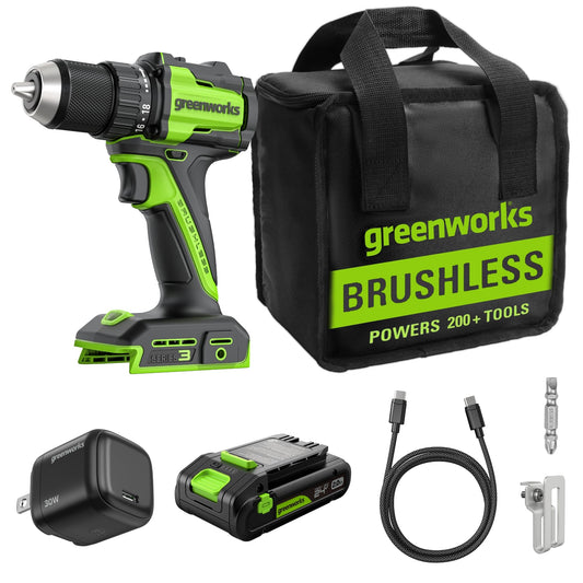 Greenworks 24V Brushless 1/2-Inch Cordless Drill Kit