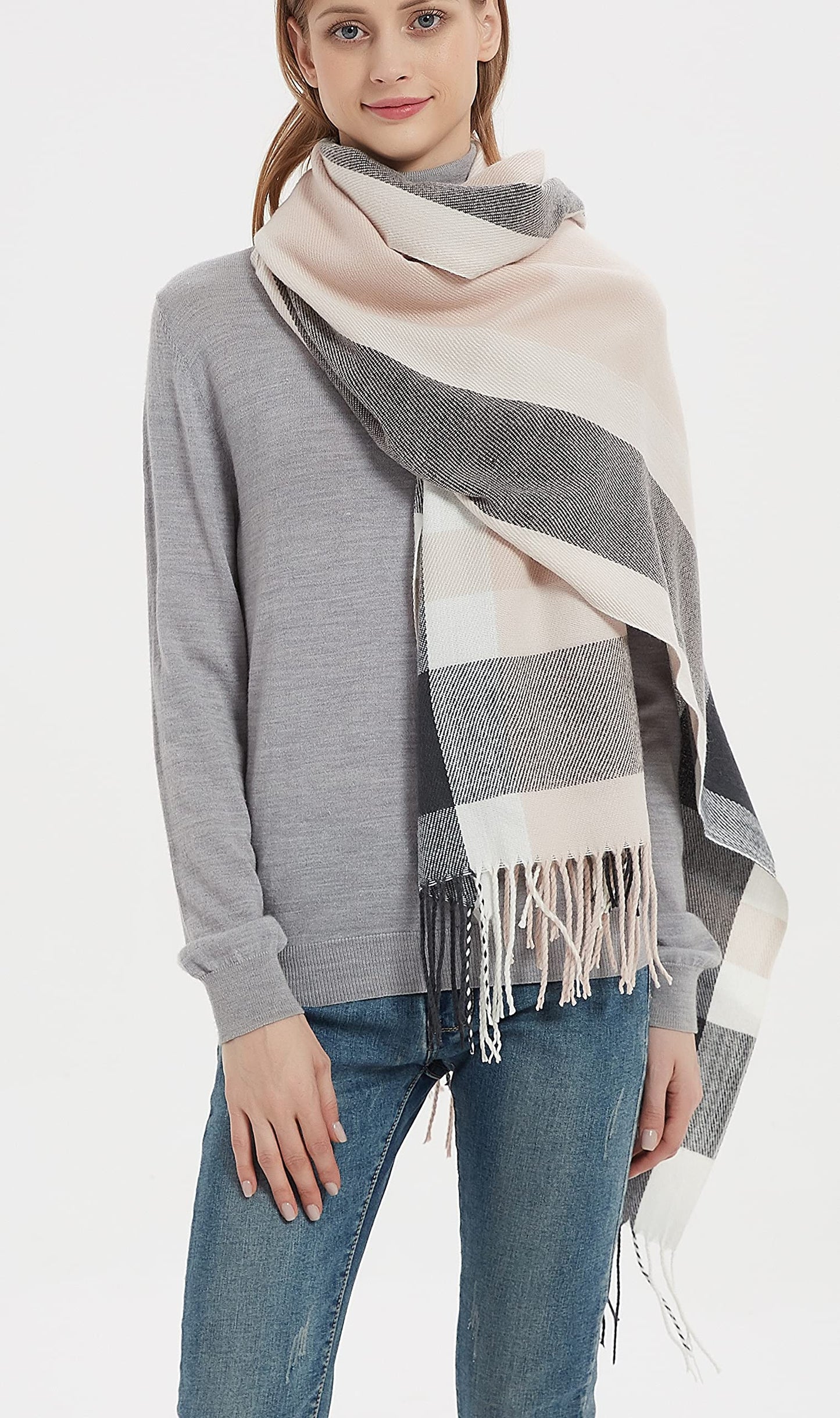 Wander Agio Womens Plaid Winter Shawl Scarf