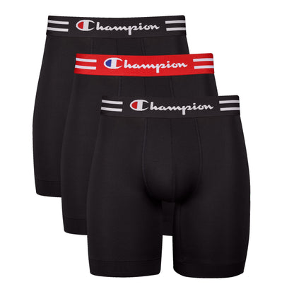 Champion Men's Cotton Stretch Boxer Briefs, Black
