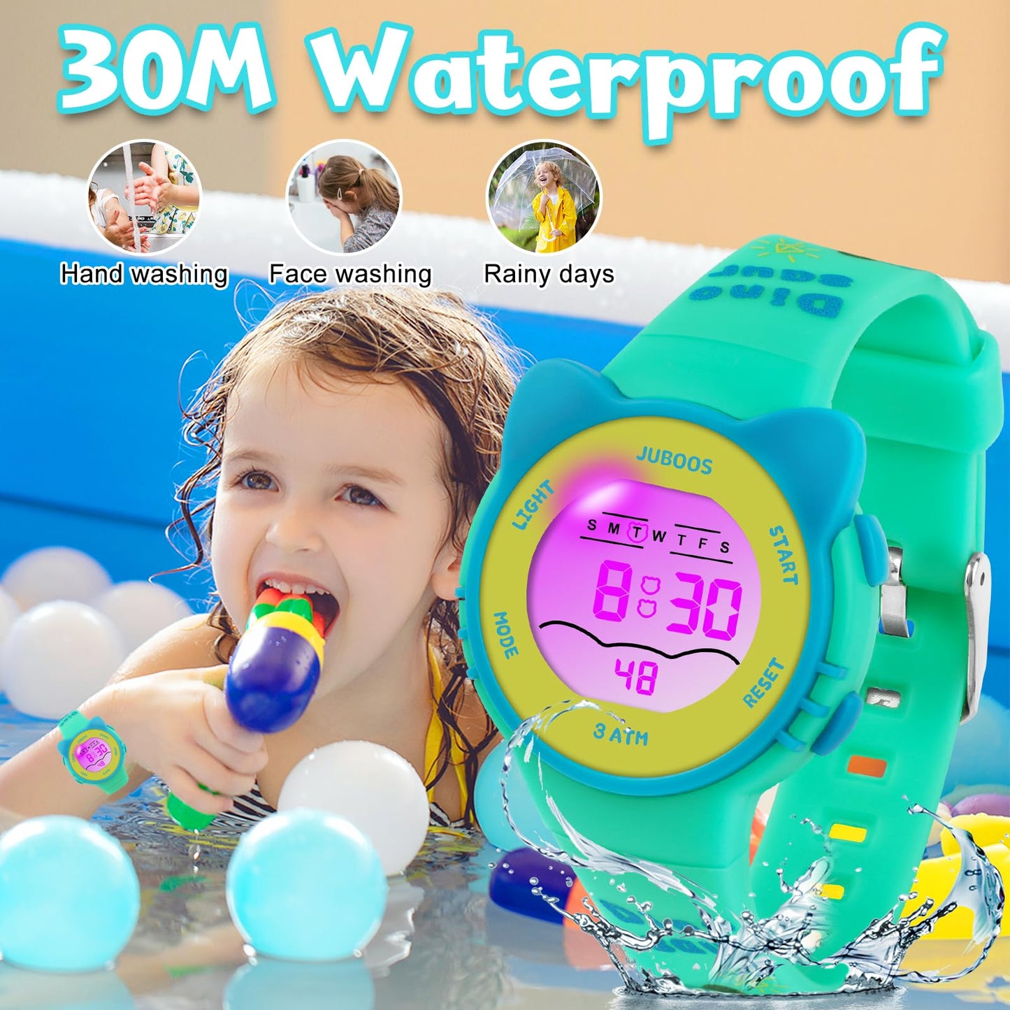 Waterproof Kids Digital Sports Watch with LED Lights