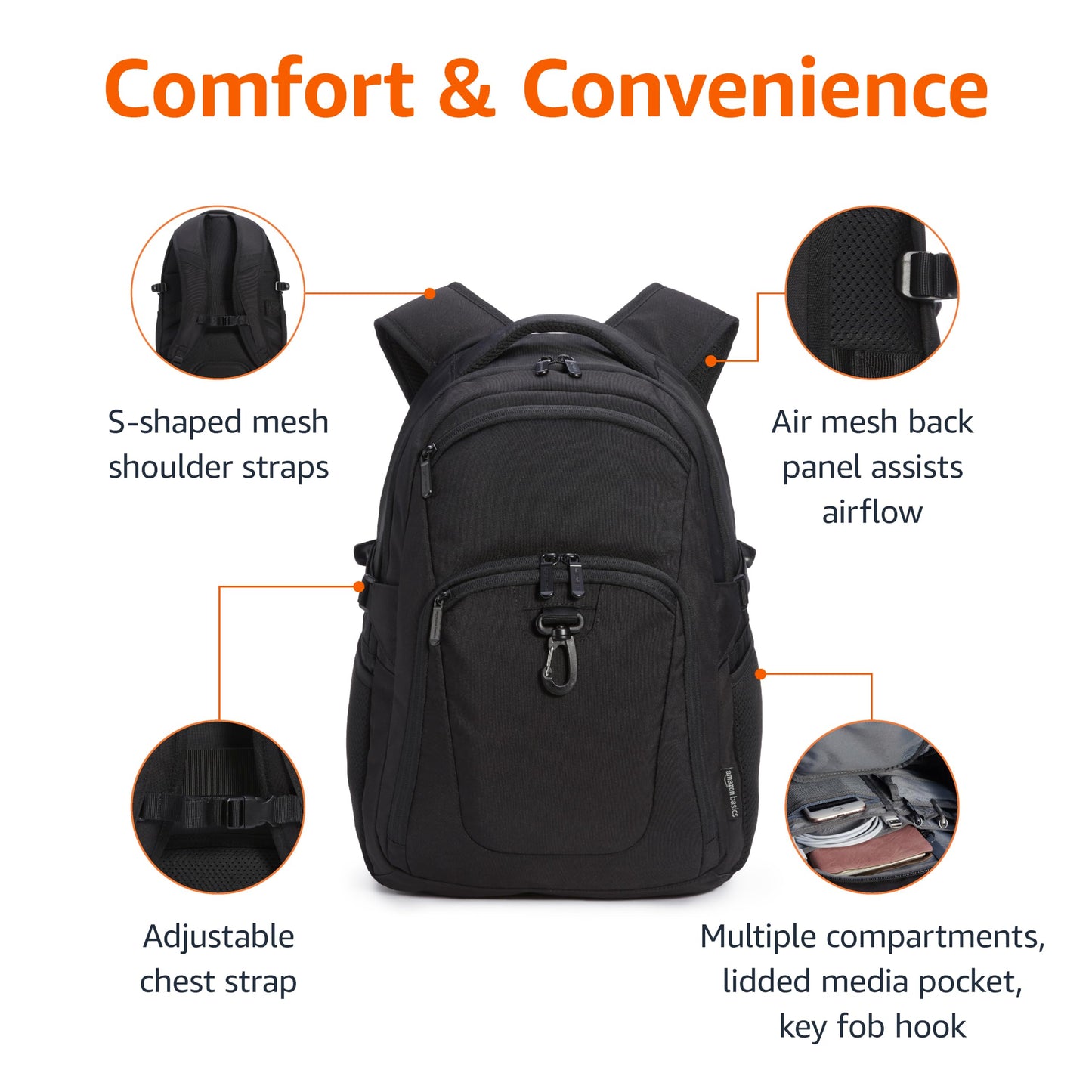 Amazon Basics 15.6" Laptop Travel Backpack