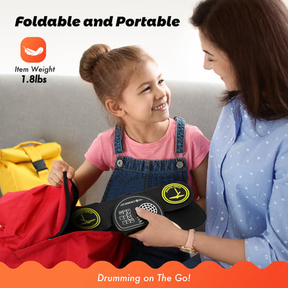 CAHAYA Electronic Drum Pad Set: Roll-up 9-Pads Portable Electric Practice Drum Pads With Built-in Speaker Drum Sticks Foot Pedals Gifts for Kids CY00370-1