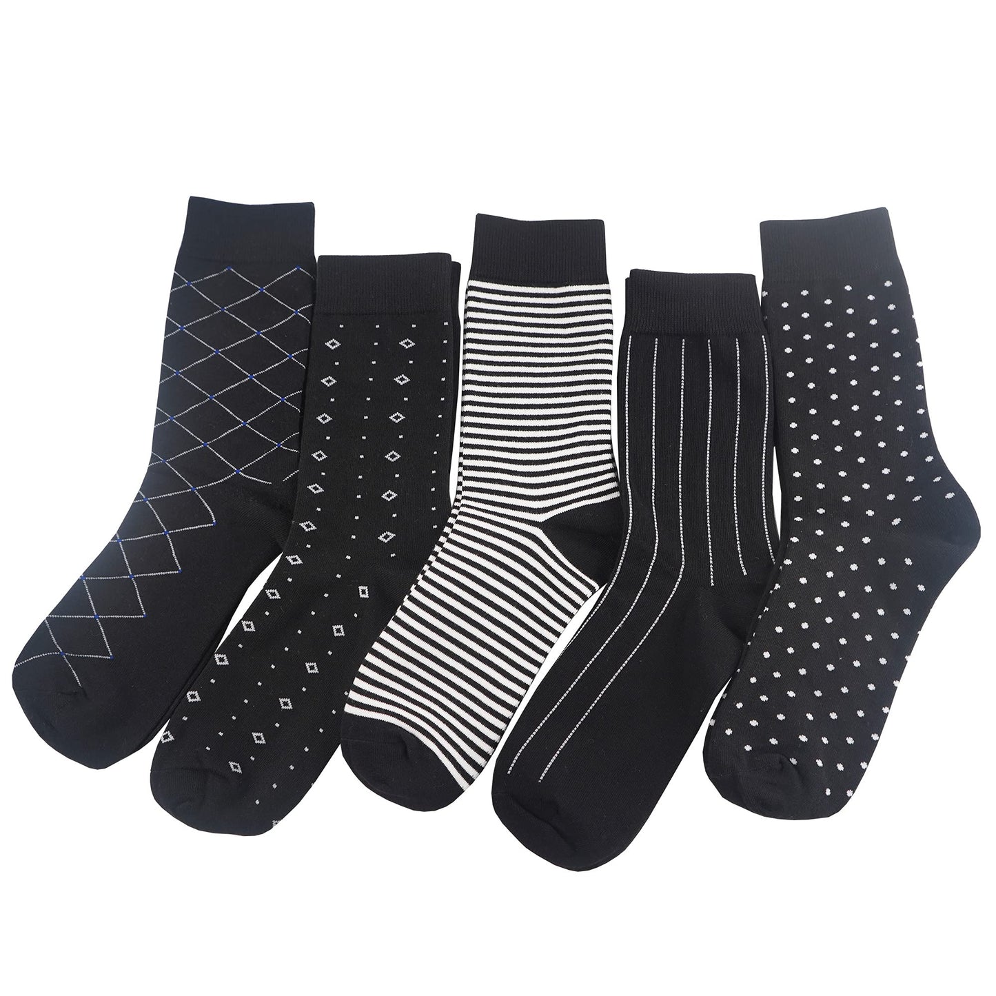 TOEJYJ Mens Fun Dress Socks, Pattern Funny Casual Socks Pack, Colorful Striped Cotton Novelty Socks Size 10-13 (S015)