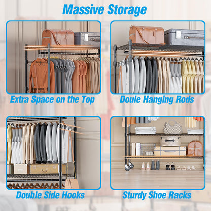 3-Tier Heavy Duty Garment Rack with Wheels