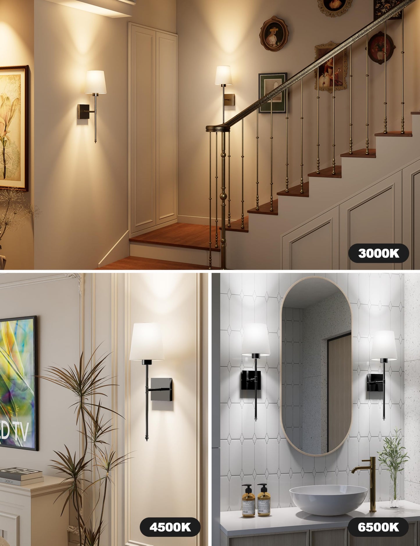 2 Pack Battery Operated Wall Sconce Set