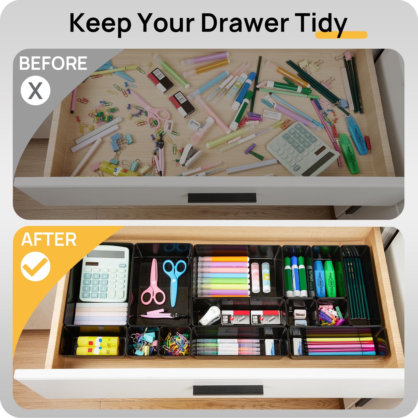 Vtopmart 72 PCS Plastic Drawer Organizers Set