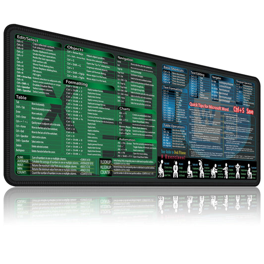 XXL Office Mouse Pad with Keyboard Shortcuts