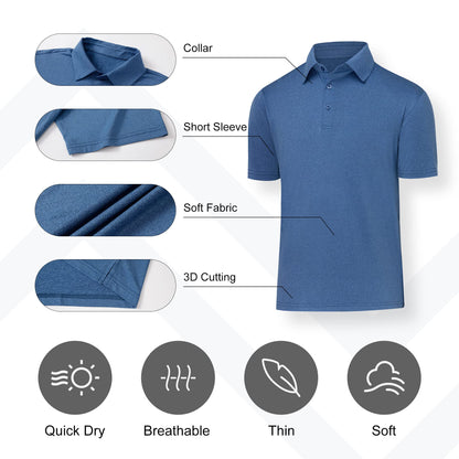 4 Pack BALENNZ Quick-Dry Athletic Polo Shirts