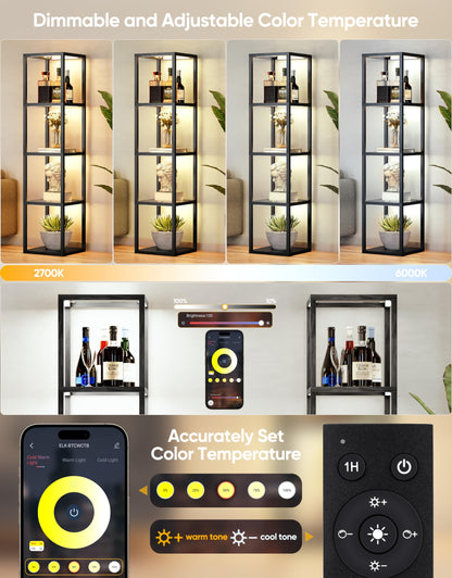 LED Display Shelf with Remote Control, Black