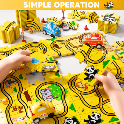 Race Car Puzzle Track Set for Kids 3-6