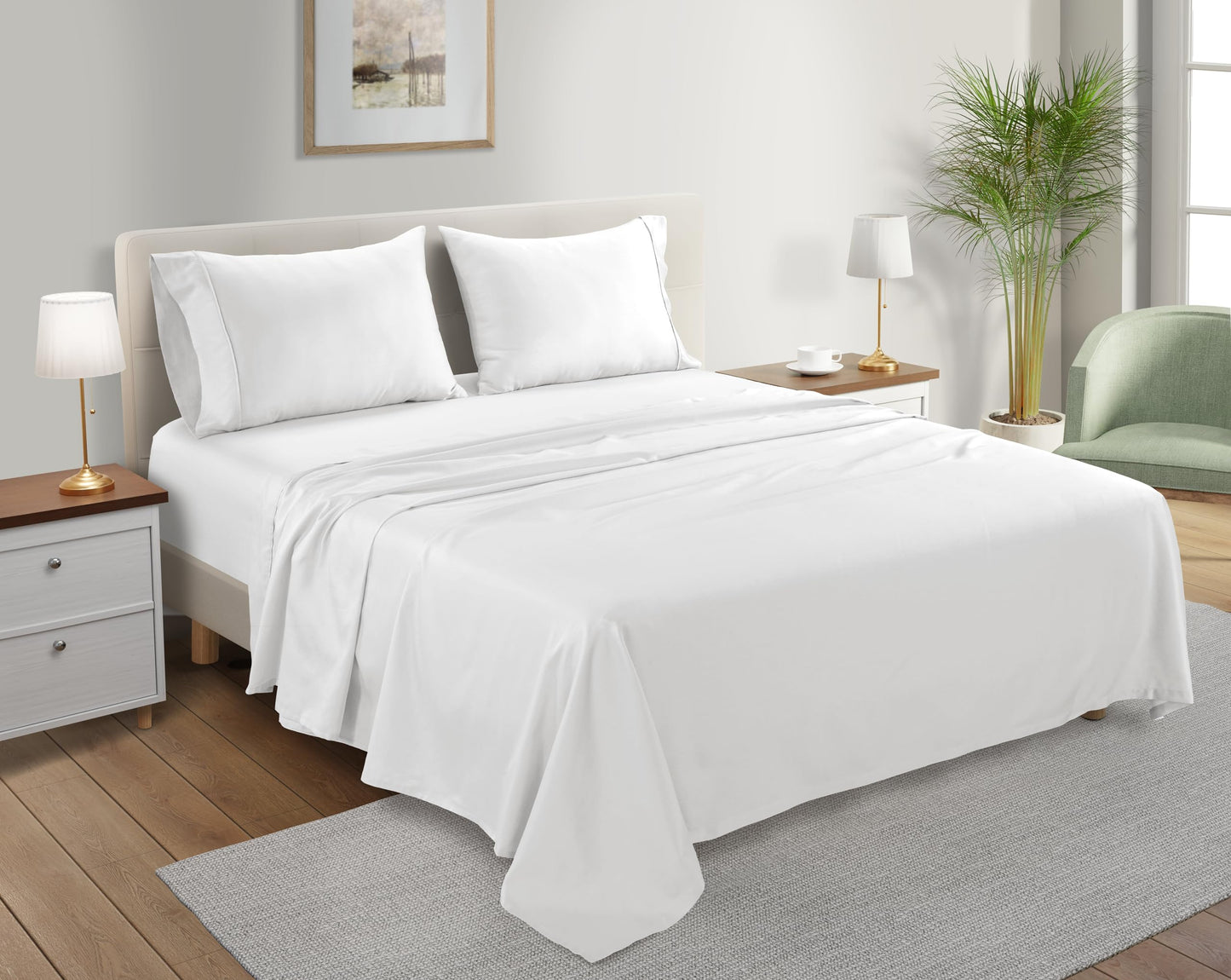 Organic Cotton Queen Bed Sheets, 300 Thread Count