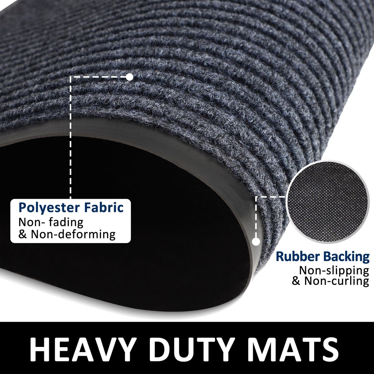 Non-Slip Grey Front Doormat for Indoor/Outdoor
