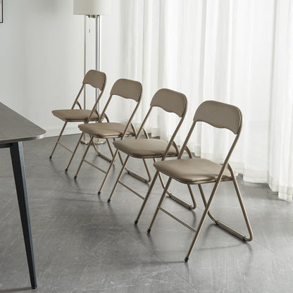 Panana Folding Chairs with Padded Cushion and Back, Metal Chairs for Home and Office,Indoor and Outdoor Foldable Chairs (Kahki, 6 Pack)