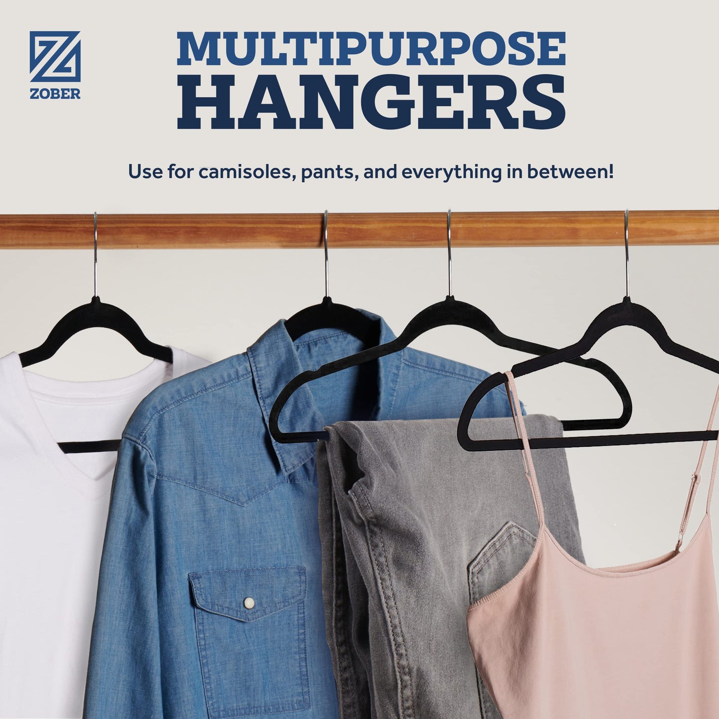 ZOBER Velvet Hangers - Non-Slip 50 Pack
