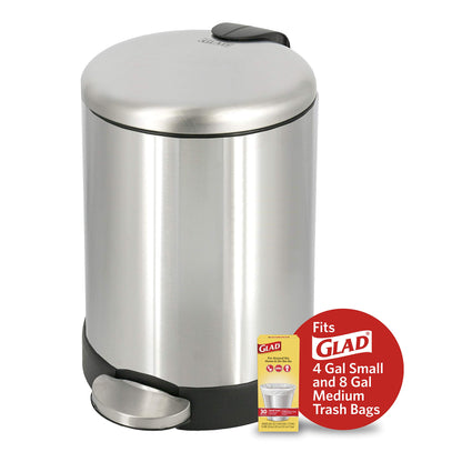 Glad 1.2 Gallon Stainless Steel Trash Can