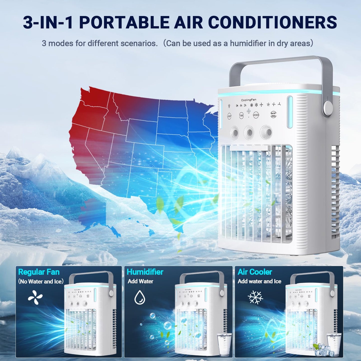 4-IN-1 Portable Air Conditioner with Timer