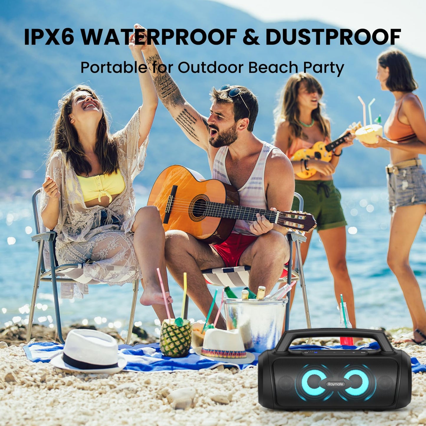 Raymate Waterproof Bluetooth Speaker with LED Light
