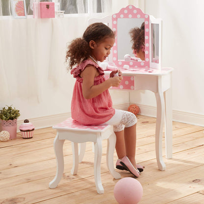 Teamson Kids Wooden Play Vanity Set with Stool