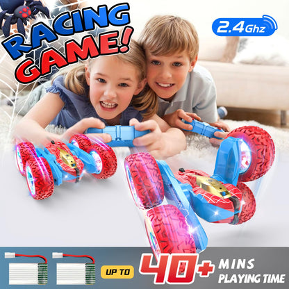 VRG Spider Remote Control Car, RC Cars for 3 4 5 6 7 Year Old Boys, 360 Flip 4WD RC Stunt Cars with Cool Light Rechargeable Toys for Boys Ages 4-6 5-7 8-13 Birthday Xmas Gifts