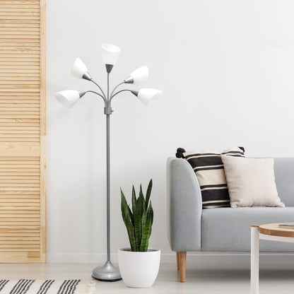 Multi-Head Adjustable Silver Floor Lamp for Kids