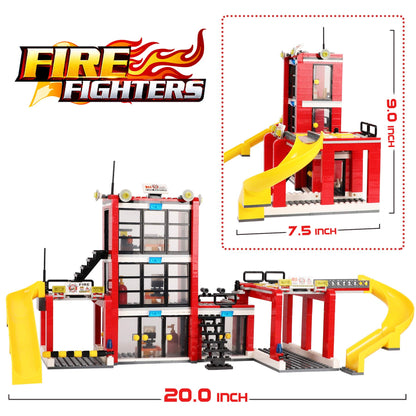 City Fire Station Building Blocks Set 896 Pieces