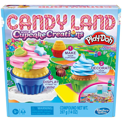 Hasbro Gaming Candy Land Cupcake Creations, Kids Board Game with 7 Play-Doh Cans and Tools