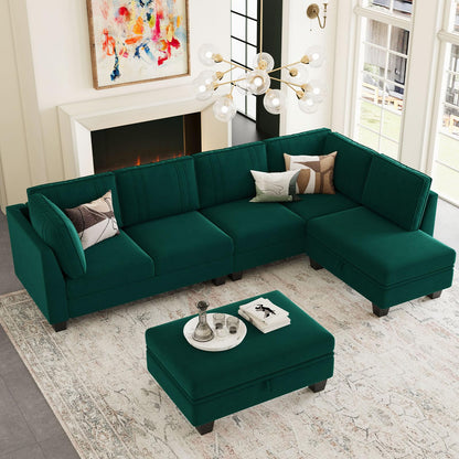 L-Shaped Sectional Sofa with Storage Ottoman