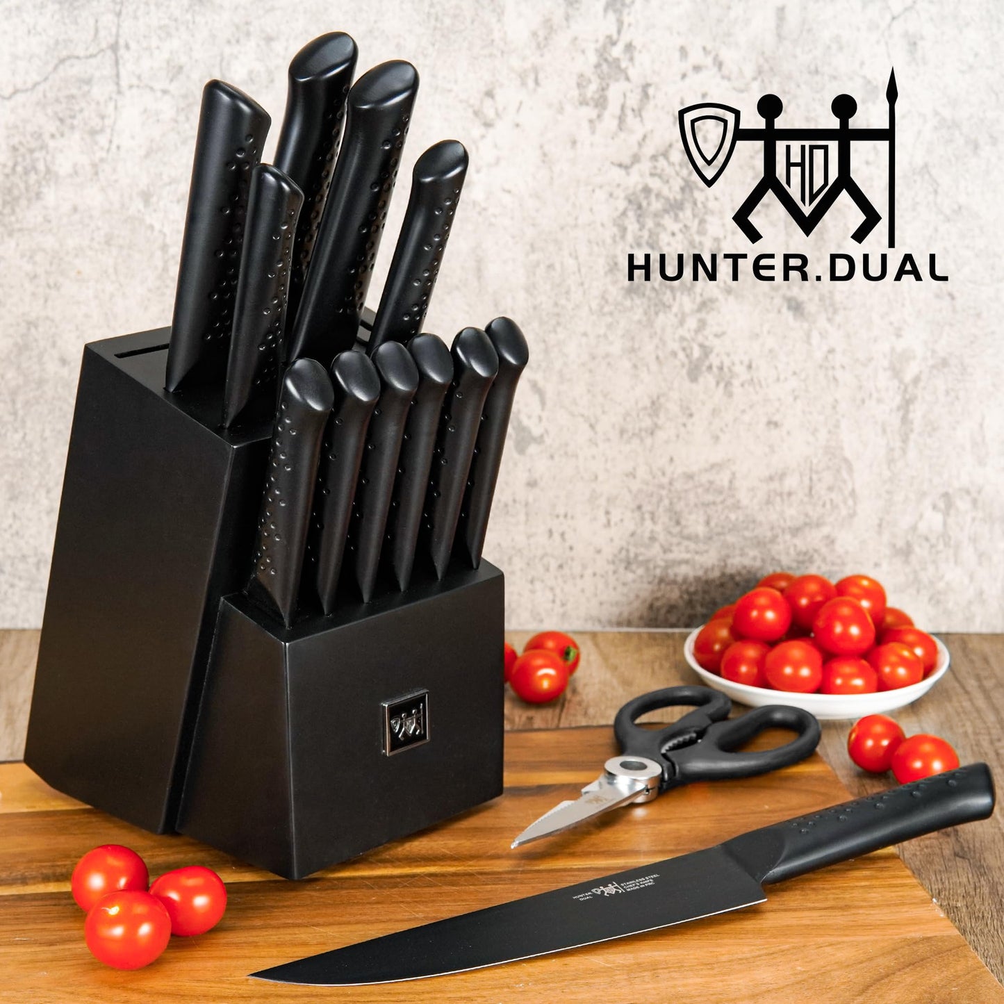 15-Piece HUNTER.DUAL Kitchen Knife Set with Block