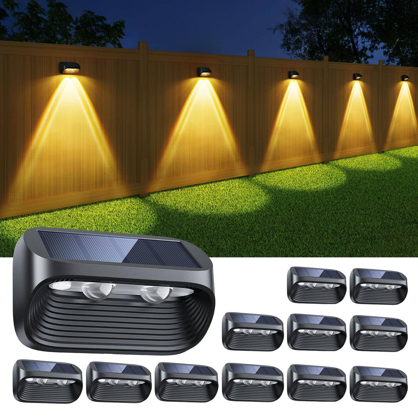 LETMY Solar Powered Fence Lights, 12 Pack