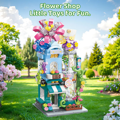 FUN LITTLE TOYS Friends Flower Shop House Building Set, City Street Florist Garden Creative Gifts for Kids Girls Boys Ages 6+ Mini Blocks (356Pcs)