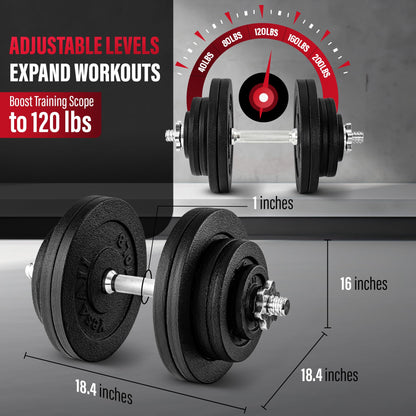 Yes4All 135lbs Adjustable Cast Iron Dumbbell