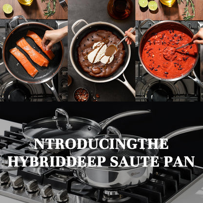 DELUXE Hybrid Nonstick 3.7 Qt Deep Sauté Pan with Lid
