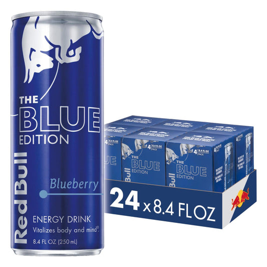 Red Bull Blue Edition Blueberry Energy Drink, 8.4 Fl Oz, 24 Cans (6 Packs of 4)