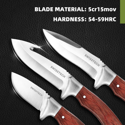 Swiss+Tech 3-Piece Hunting Knife Set with Sheath
