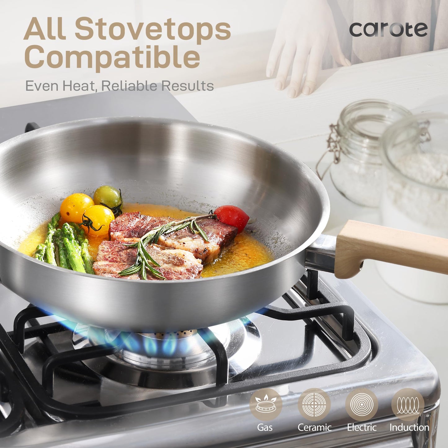 10-Piece CAROTE Stainless Steel Cookware Set