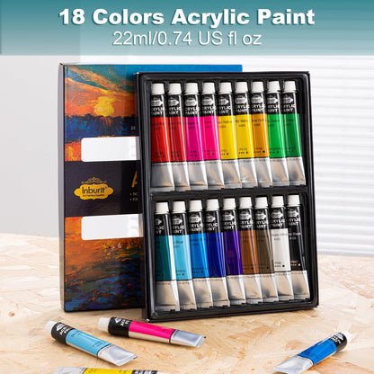 Acrylic Paint Set with Canvases and Brushes