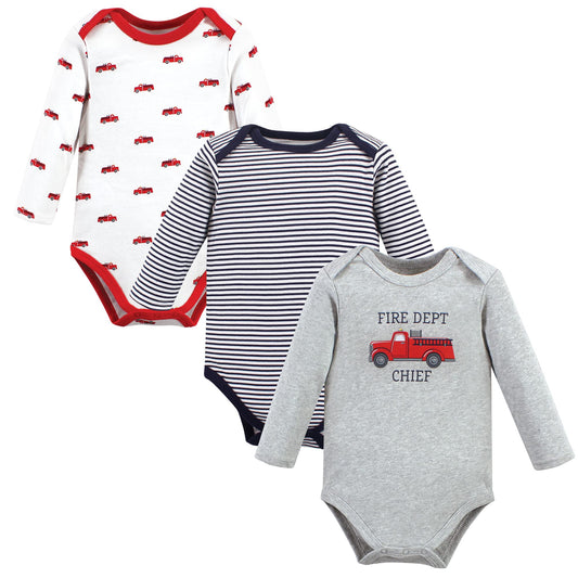 Hudson Baby Long-Sleeve Baby Bodysuit, Fire Truck