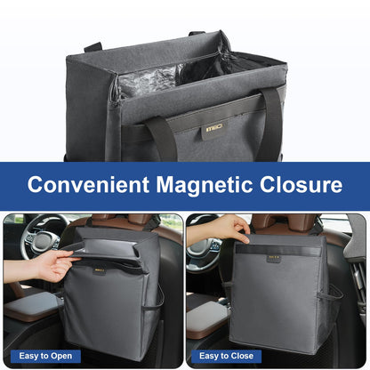 MEIDI Car Trash Can,Waterproof Garbage Can,Magnetic Multipurpose Trash Bin for Car - gray (2 Gallons-gray)