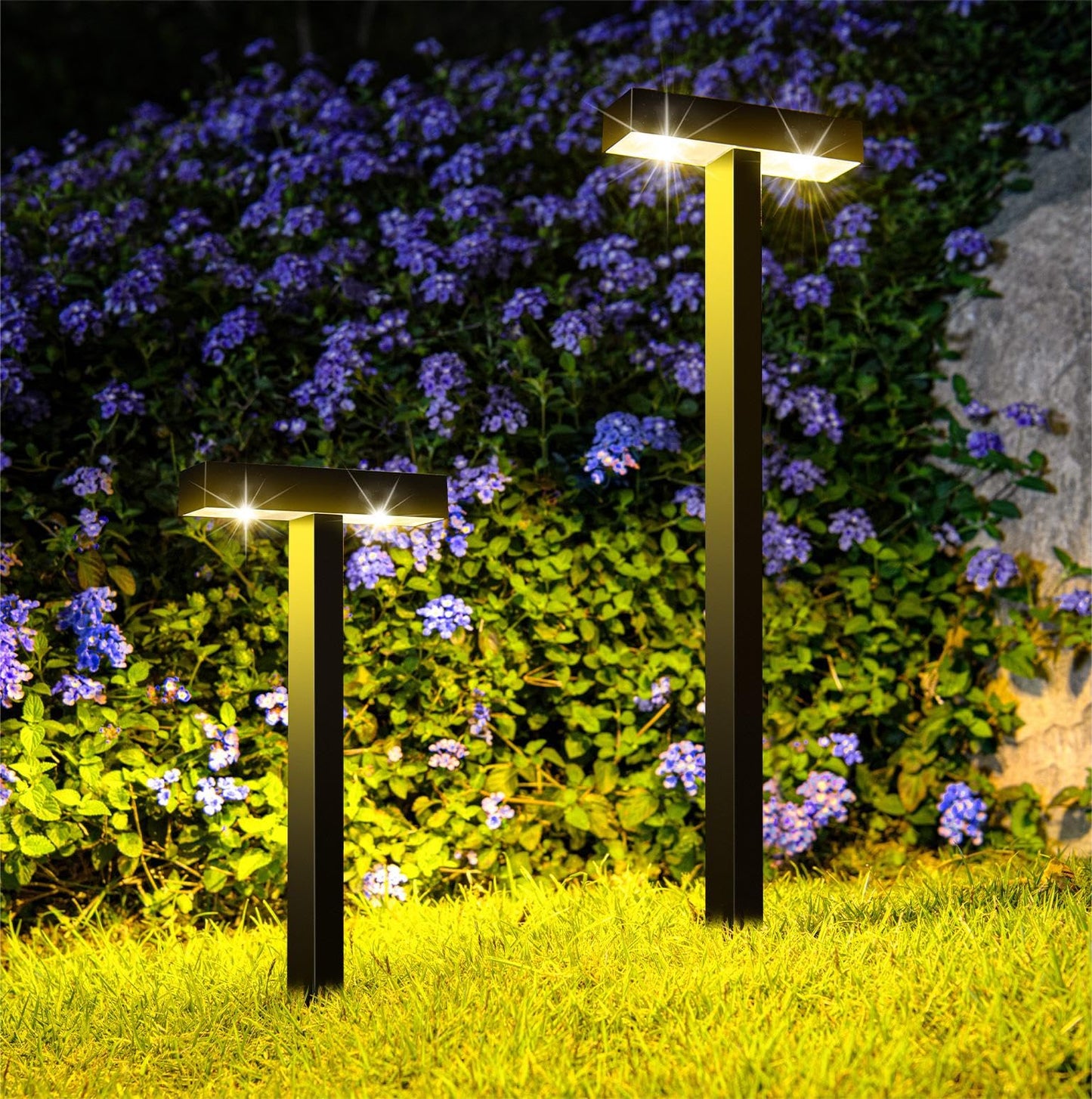 KINKAI Solar Pathway Lights Outdoor, 10 Pack T Shape Solar Walkway Lights for Outside Waterproof, Auto On/Off Solar Powered Garden Lights, Decor Landscape Lighting for Yard, Patio, Lawn (Warm Light)