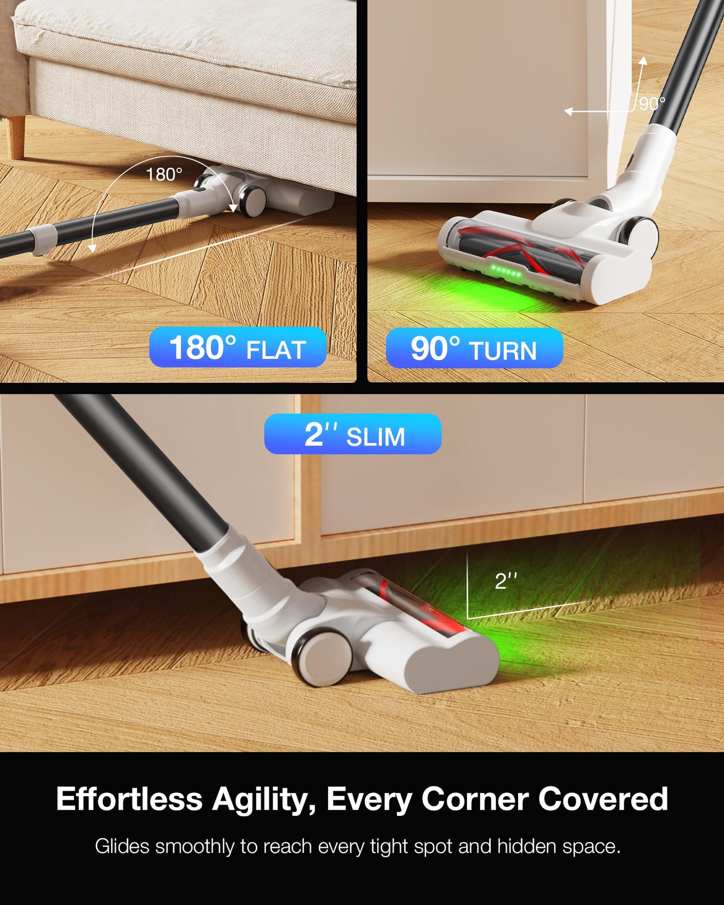 Cordless Stick Vacuum Cleaner with 55min Runtime