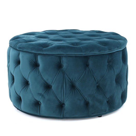 Round Velvet Ottoman by GDFStudio