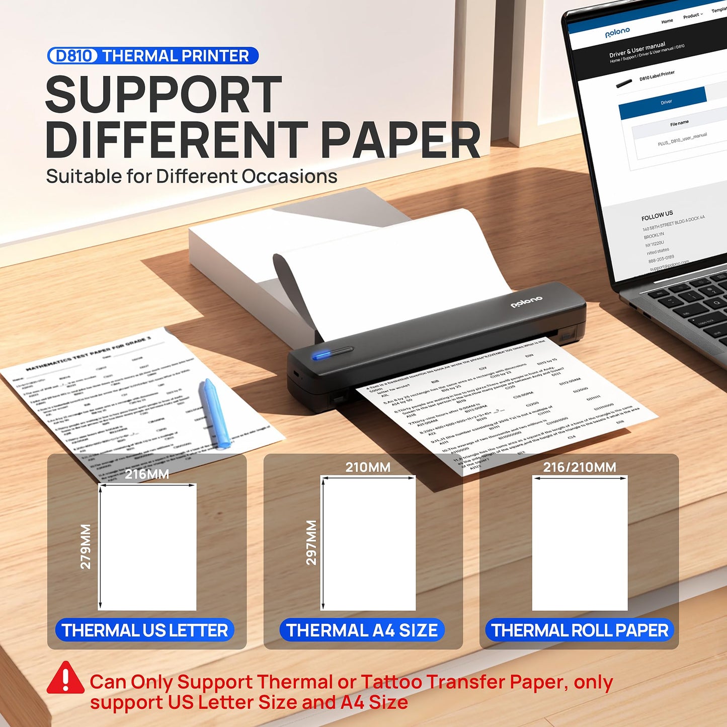 Portable Wireless Bluetooth Thermal Printer for Travel