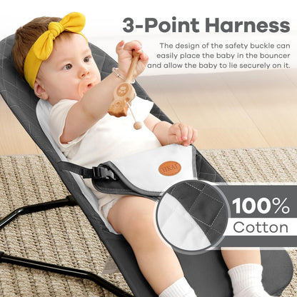 Portable Baby Bouncer Seat for Infants 0-18 Months